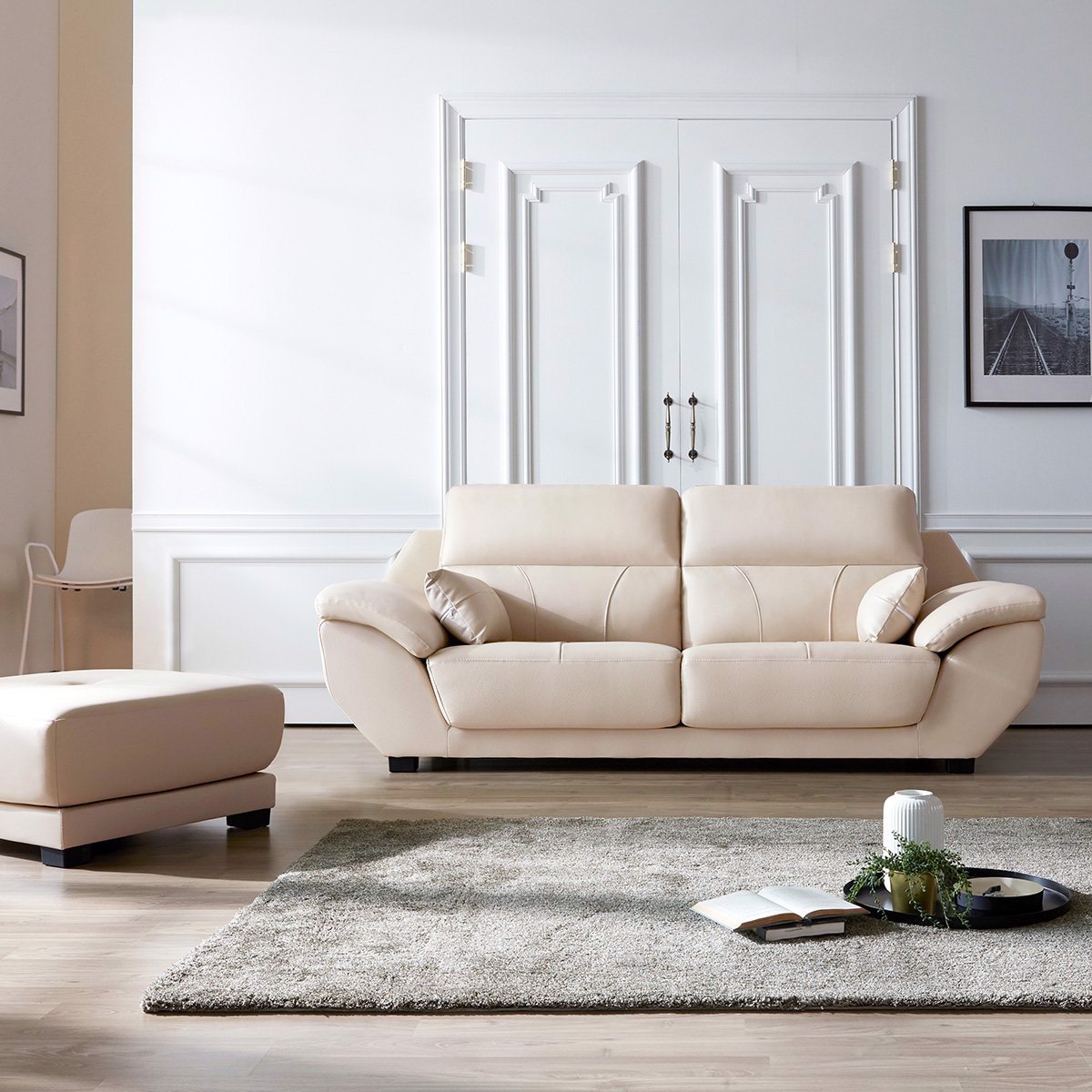 GHẾ SOFA DA THẬT 3 CHỖ NGỒI SF312A - Nội Thất Hàn Quốc Dongsuh Furniture