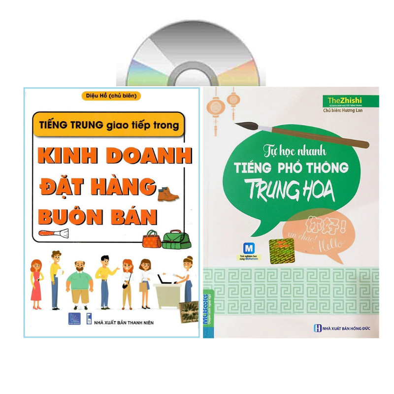 Sách-combo 2 sách Tiếng Trung giao tiếp trong Kinh doanh Đặt hàng Buôn bán và tự học nhanh tiếng phổ thông trung hoa+DVD tài liệu