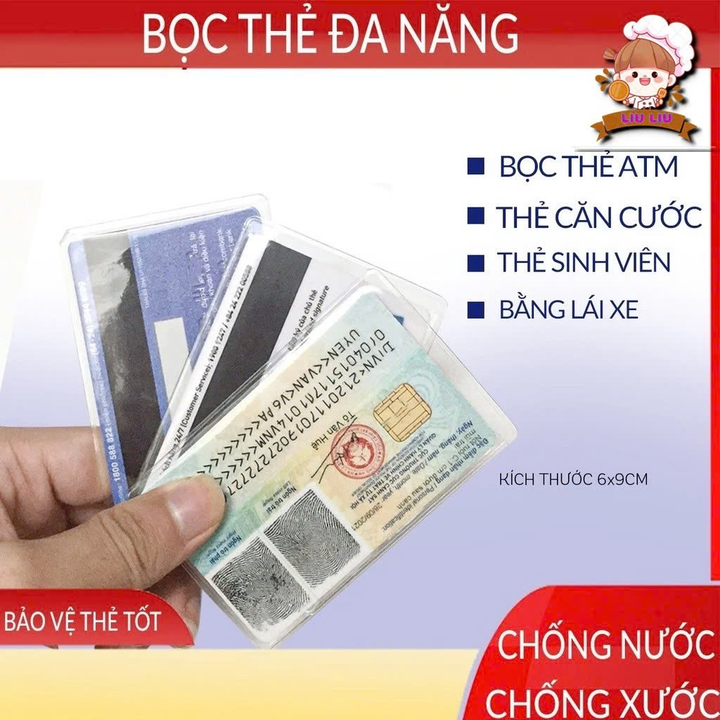 Combo 10 Túi Ví Đựng Bảo Vệ Chống Xước Thẻ ATM, Card Visit, CMND, Driver License Bằng Lái Xe Trong Suốt - Loại 1 Chính Hãng