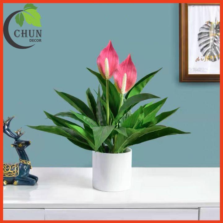 Chậu Hoa Để Bàn Bình Hoa Lan Ý Sang Trọng Cao 47cm Trang Trí Phòng Khách Văn Phòng Cửa Hàng
