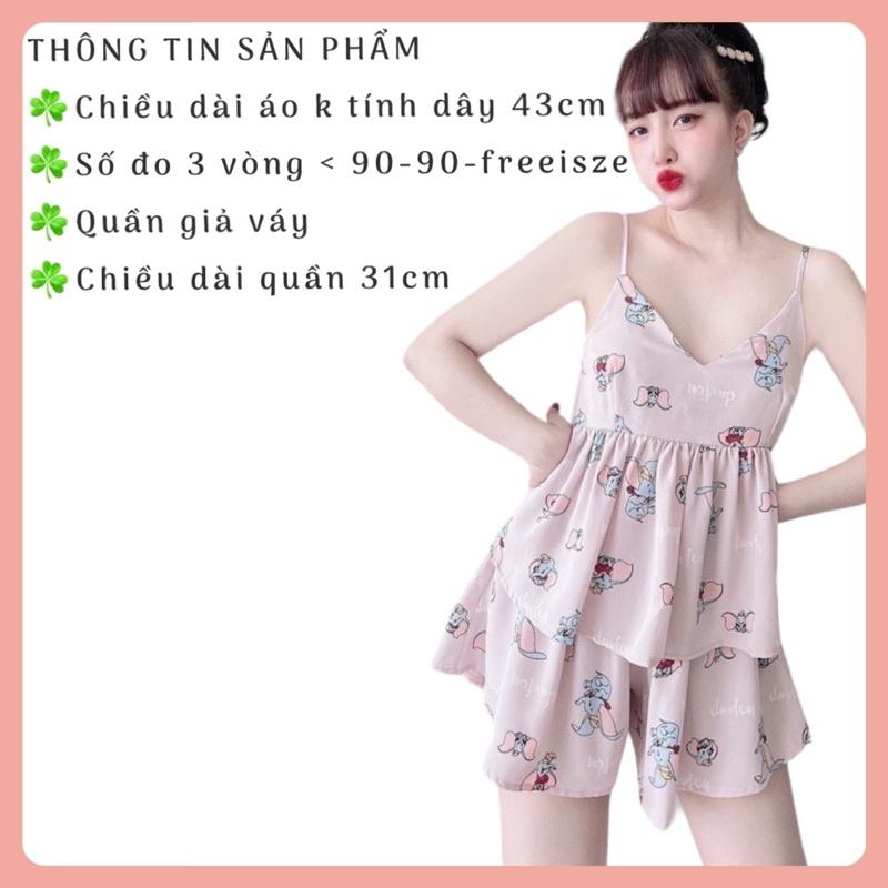 Bigsize 45-70kg - Đồ Bộ Mặc Nhà Nữ lụa mango, quần giả váy