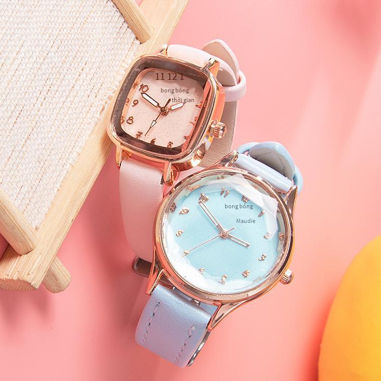 Vận Chuyển Nhanh Chóng Bán Phong Cách Hàn Quốc Thời Trang Tinh Tế Đồng Hồ Cặp Đôi Sinh Viên Thường Ngày Thời Gian Bong Bóng Nữ Dây Đeo Lịch Đồng Hồ Thạch Anh Chống Thấm Nước