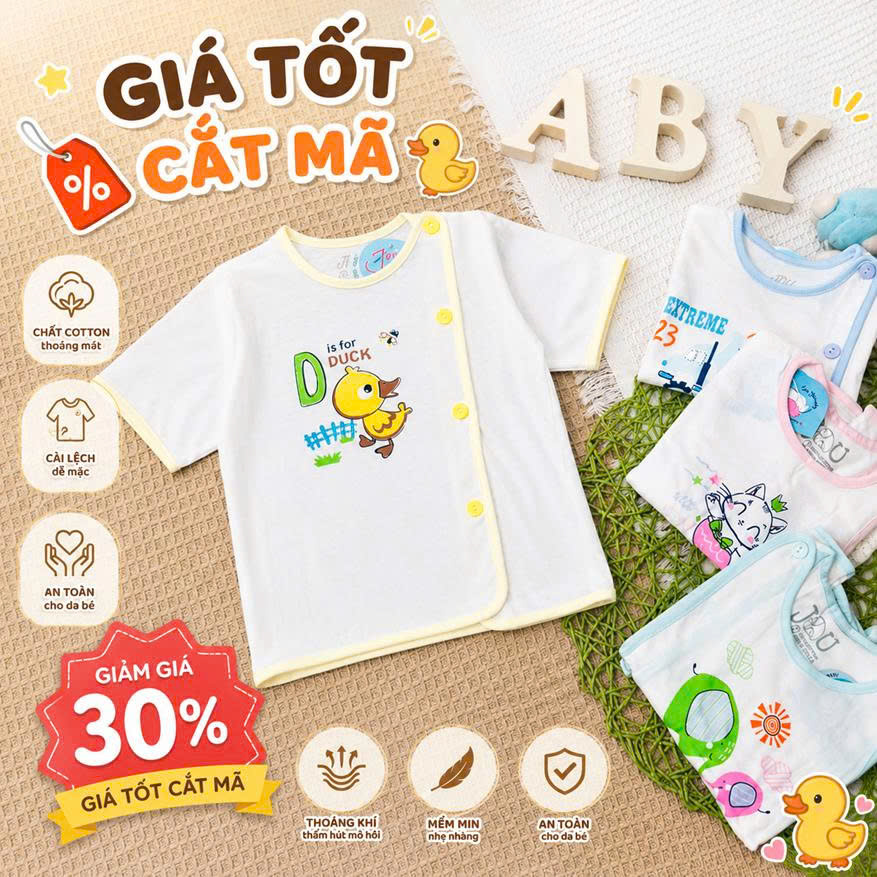 [DỌN KHO-lỗi nhẹ] Set 3 Áo Bác Sĩ Sơ Sinh JOU Tay Dài | Ngắn Tay COTTON Mềm Mịn, Thấm Hút Cho Bé Từ 3-9kg