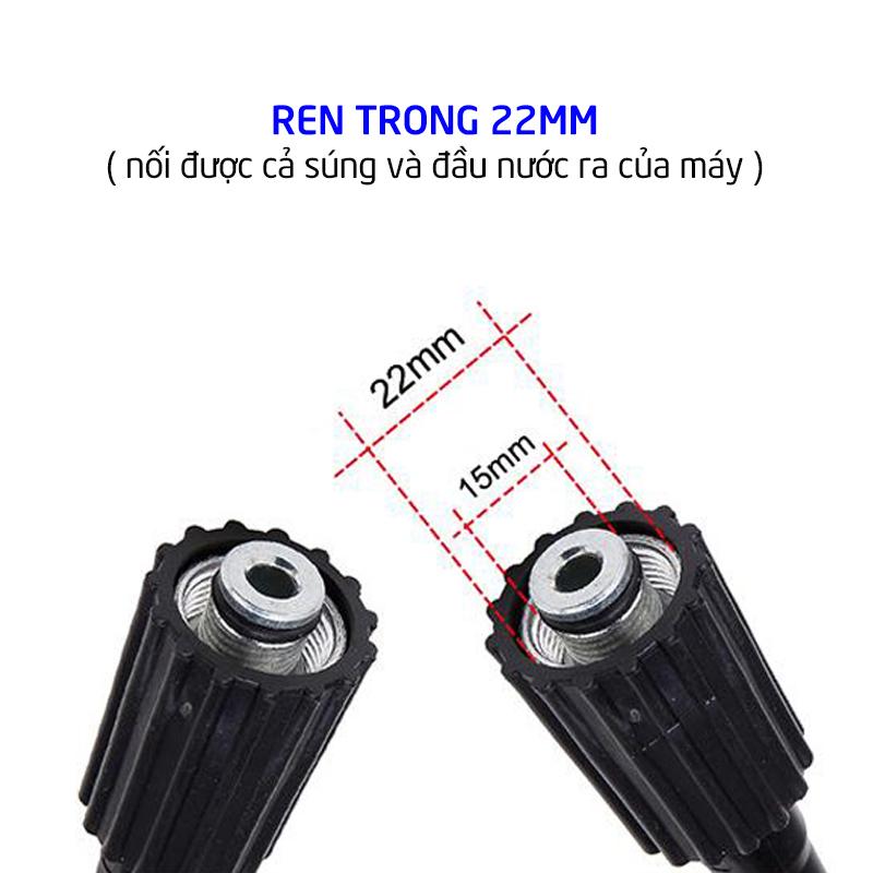 [TĂNG KHOP NÔI 2 DÂY]Dây rửa xe cao áp, dây cao áp máy rửa xe15m, dây áp lực cao ren trong 22mm, 2 đầu bằng nhau C0004