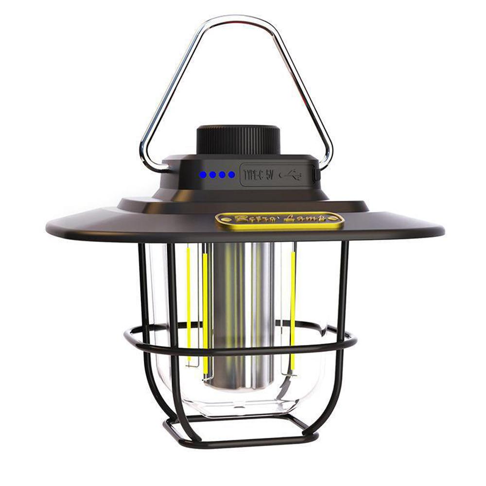 Retro Camping Light LED Campsite Lantern Rechargeable Tent Lamp Waterproof Portable Power Bank Stepless Dimming for Camping Tent Hiking Fishing