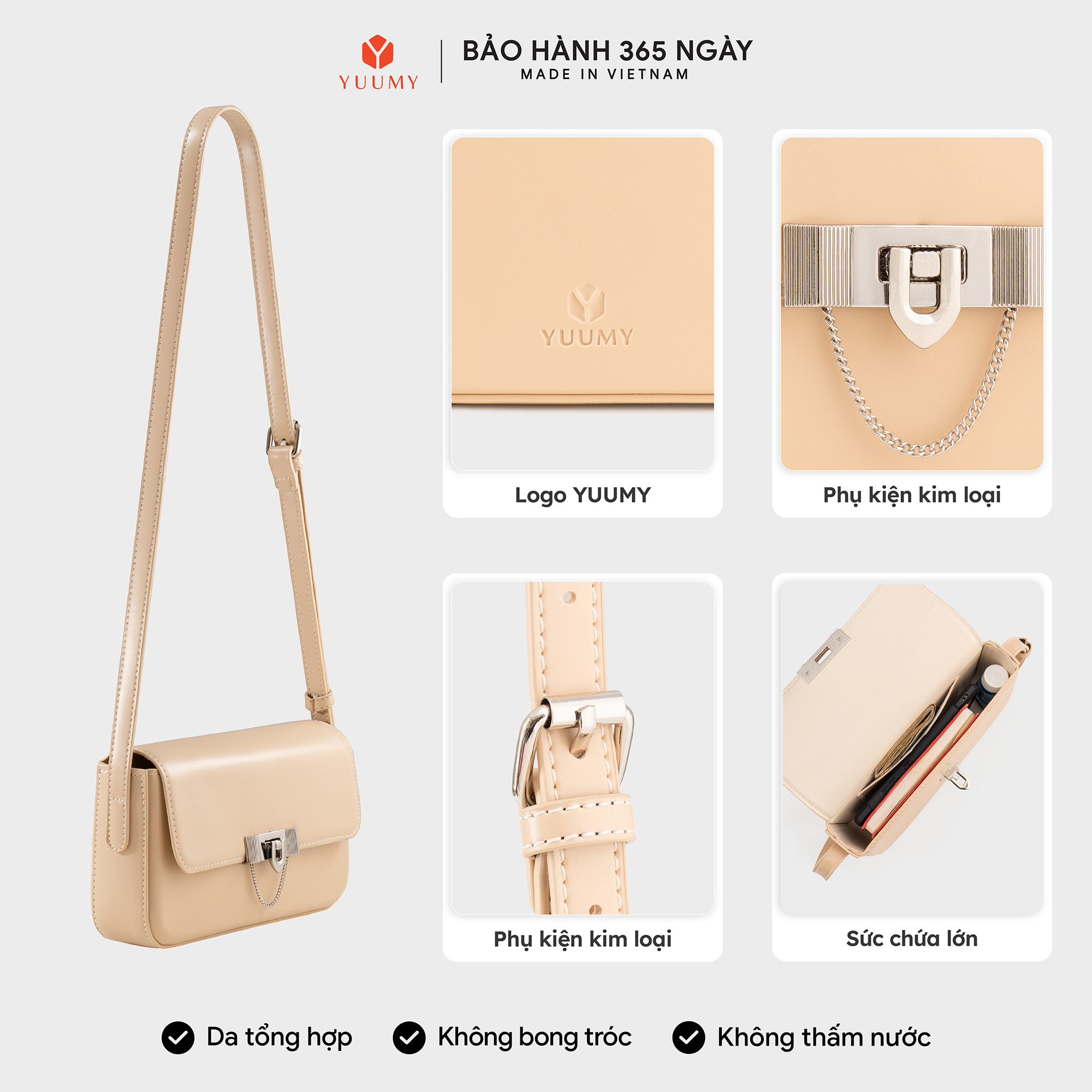 Túi Yuumy ( Thời trang nữ dáng hộp hiện đại size 22 - Túi đeo chéo da Smooth YN298 )