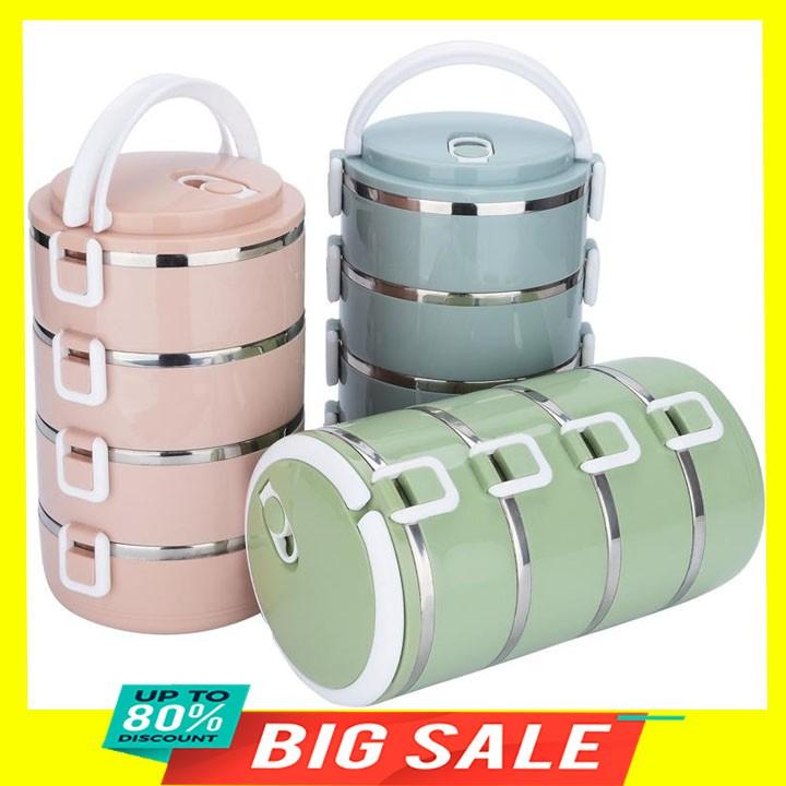 Cặp lồng cơm lúa mạch 4 tầng ruột inox 15 x 6 x 25 cm , dung tích 2.8L