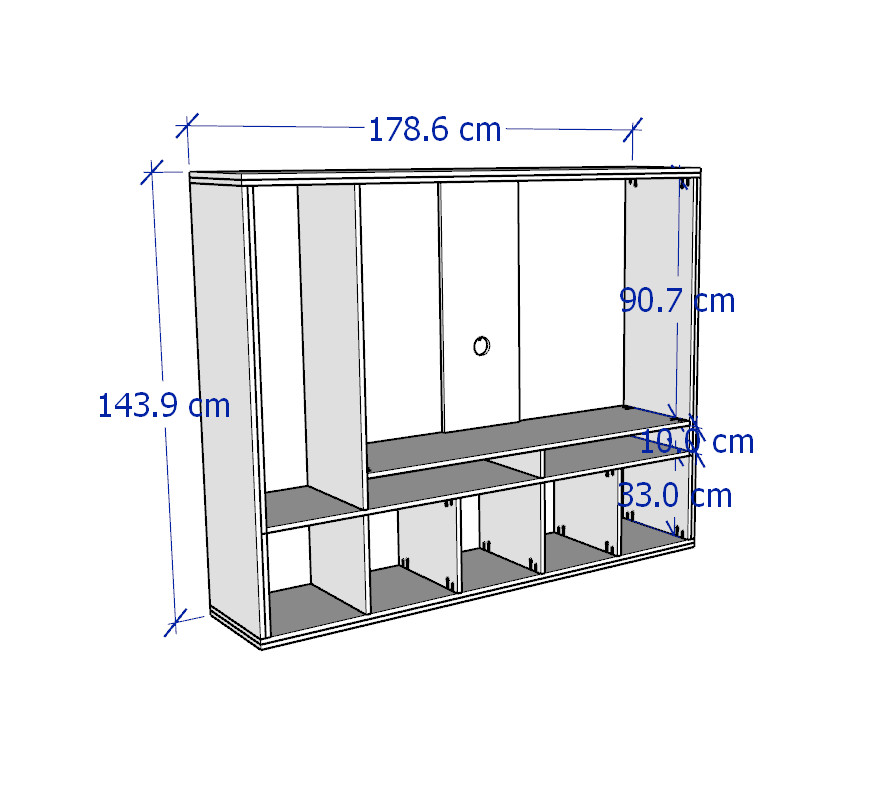 TONELLI, Kệ TV kết hợp kệ trưng bài, Phong cách Bắc Âu, 179x39x144cm