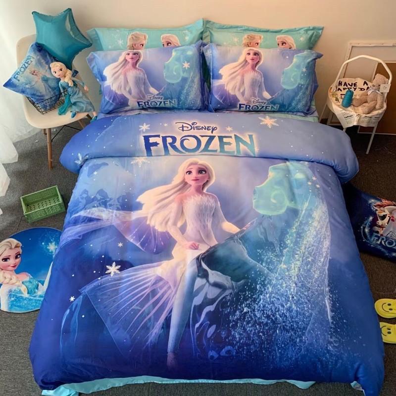 Bộ Chăn Ga Gối Cotton Disney 100%cotton Hàng Nhập Khẩu Cao Cấp 4 Món Công Chúa Tuyết