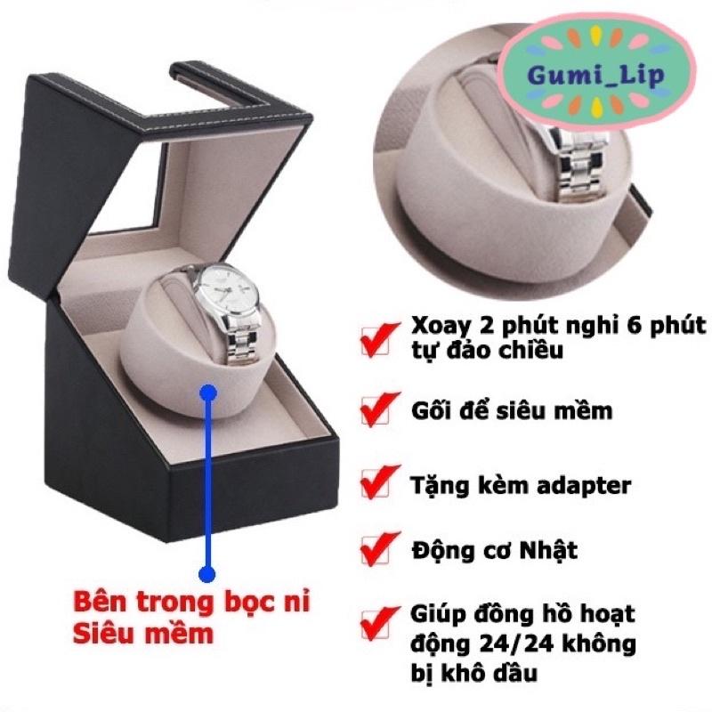 Hộp đồng hồ xoay . Hộp đựng đồng hồ cơ quay tự động bọc da PU cao cấp