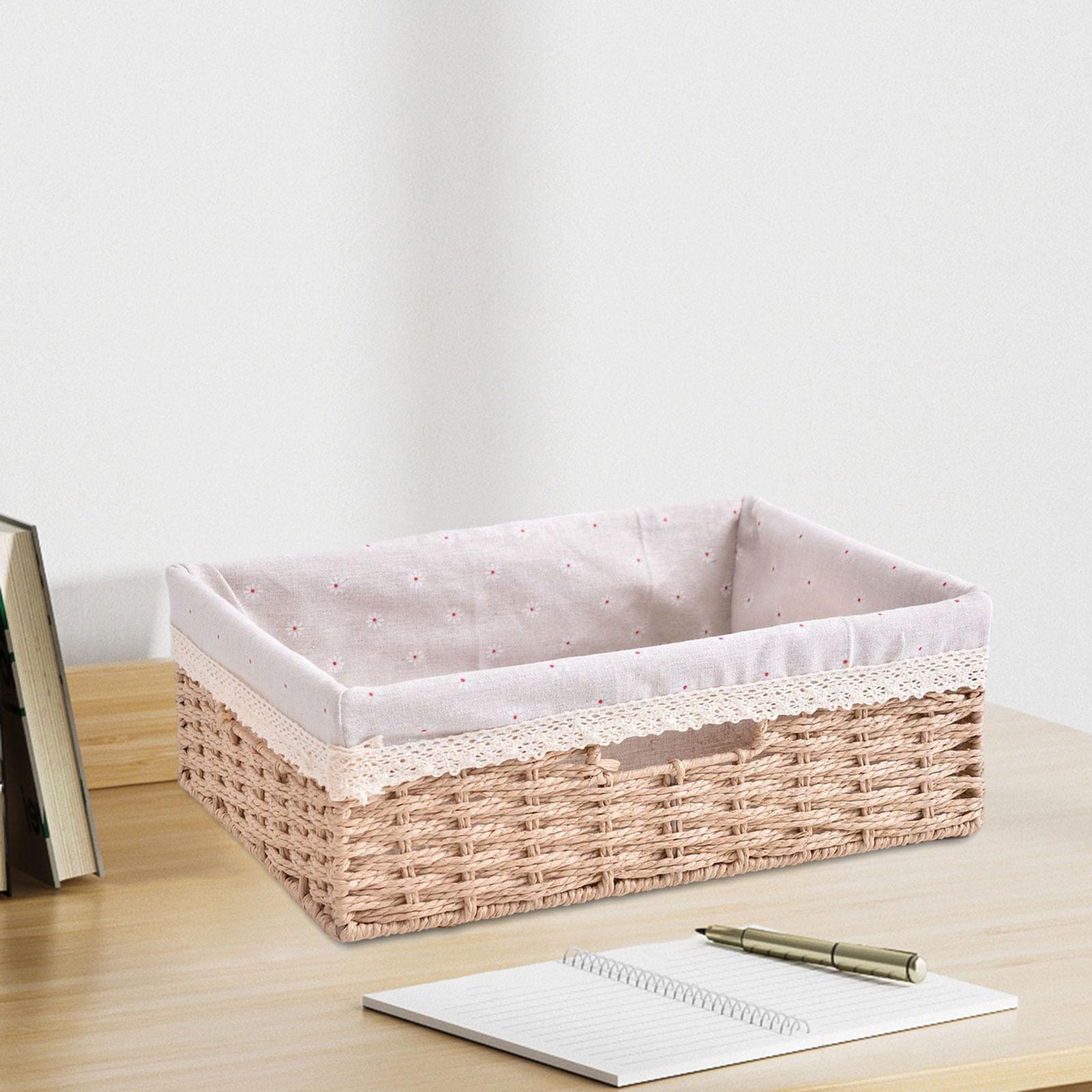 Handwoven Basket Storage Woven Basket, Fruit Basket, Desktop Organizer for Kitchen Closet Bathroom