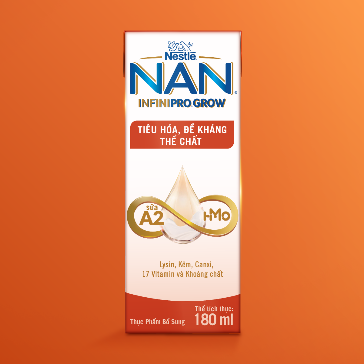[Tặng Đồ chơi toán học] Thùng 24 hộp sữa pha sẵn Nestle NAN INFINIPRO GROW kết hợp A2, HMO hỗ trợ tiêu hóa, đề kháng &amp; phát triển thể chất 180ml