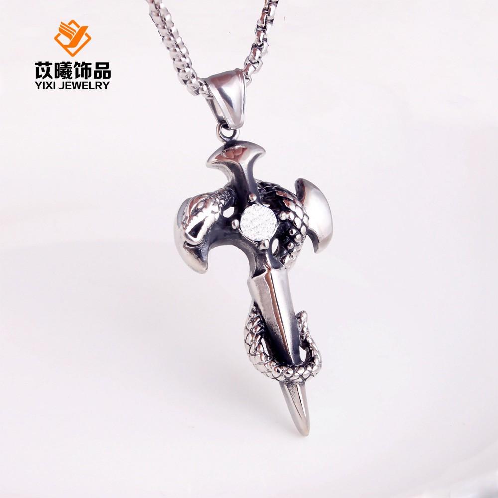 Dây chuyền vòng cổ nam hình RẮN QUẤN CHỮ THẬP phong cách hiphop cực chất DCN6