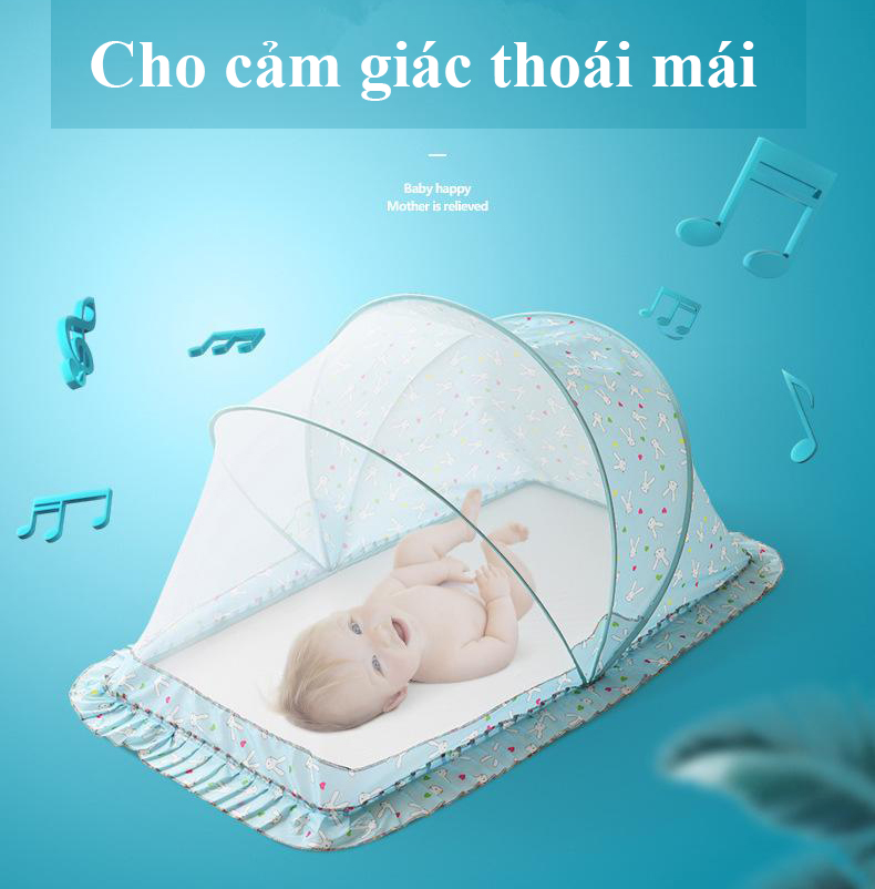 Mùng chụp gấp gọn từ sơ sinh đến 5 tuổi chống muỗi , côn trùng dài 128cm, thích hợp cho việc cất giữ và mang đi ra ngoài