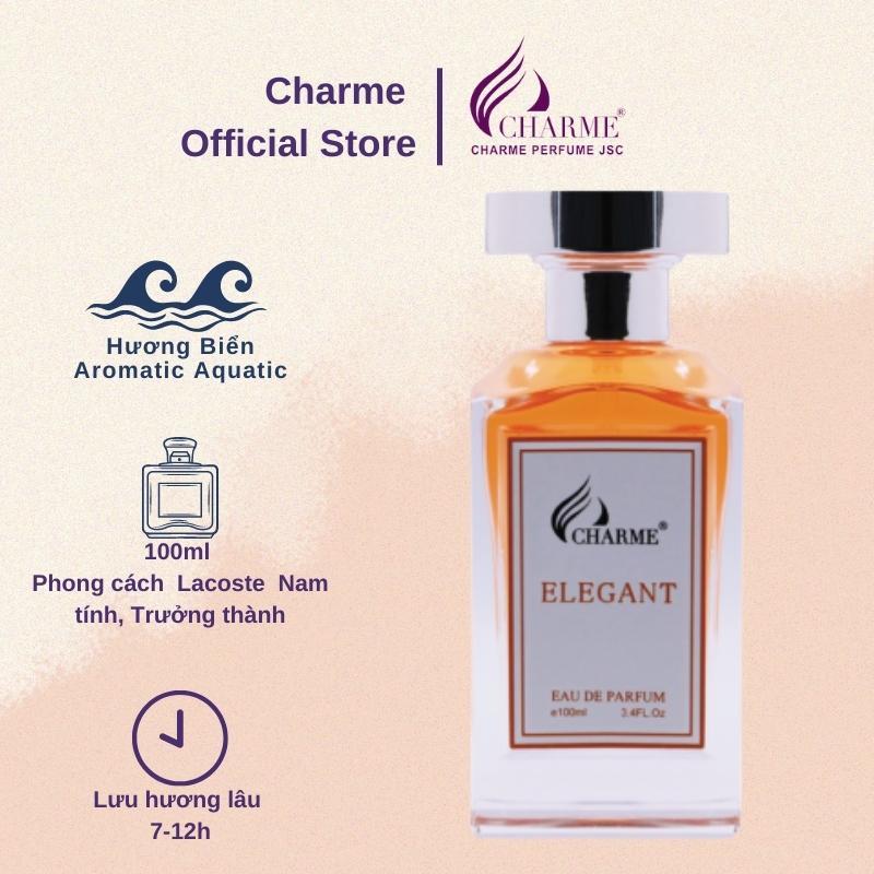 Nước hoa nam lưu hương lâu, Charme Elegant, hương biển hiện đại và nam tính, dành cho phái mạnh, 100ml