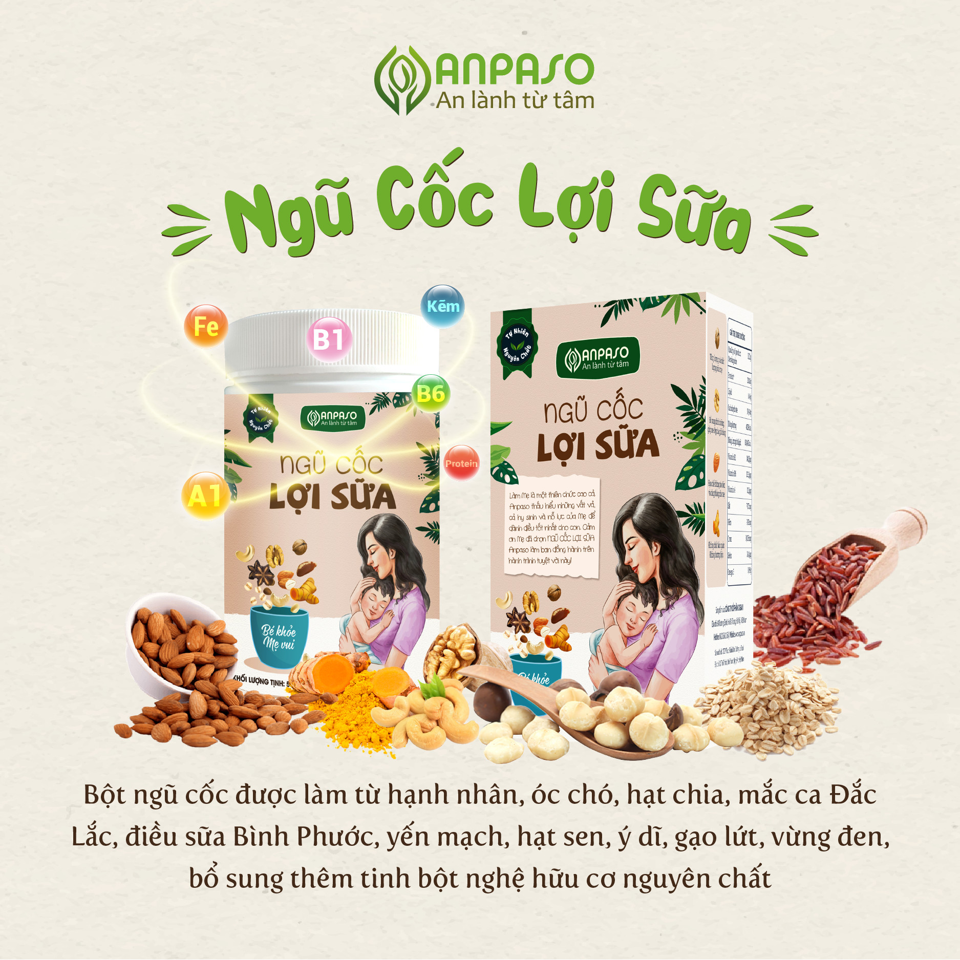 Ngũ cốc lợi sữa cho mẹ và bé Hộp 500g