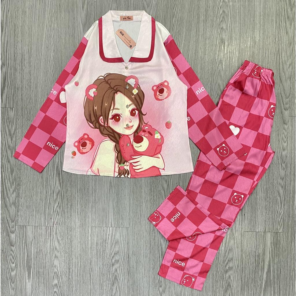Đồ Bộ Pyjama lụa xước ánh kim cao cấp chuẩn loại 1