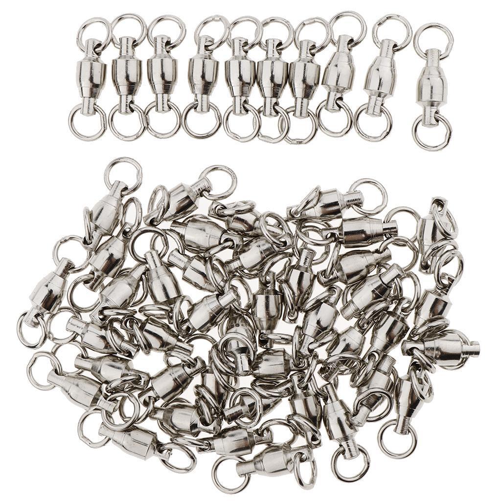 50Pcs/Set Solid  Swivels Fishing Connector Rolling Bucket Swivels Fishing