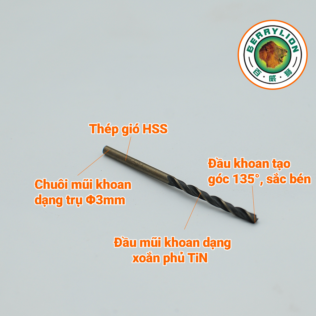 Mũi khoan inox sắt Berrylion kích thước tùy chọn