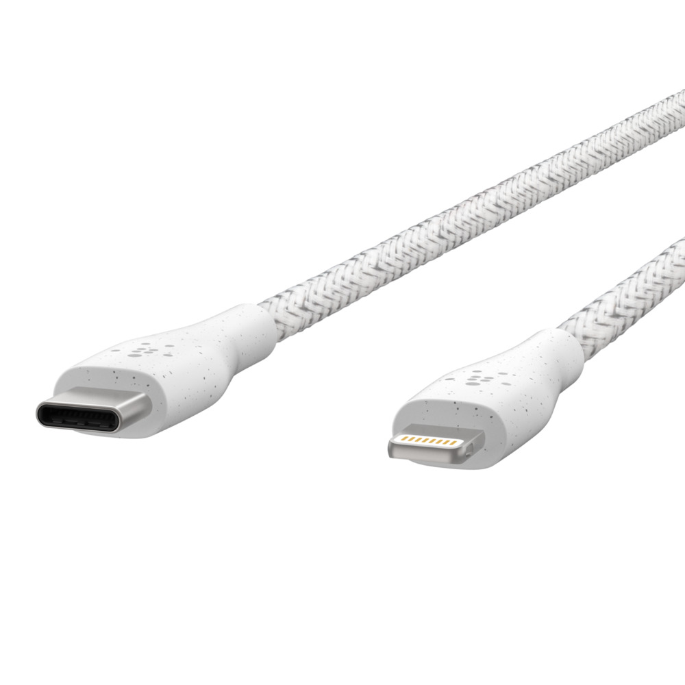 Cáp sạc USB Type C to Lightning Belkin Duratek Plus + strap da, chứng chỉ MFi vĩnh viễn, 1.2m, sạc nhanh PD, cáp cao cấp siêu bền - Hàng chính hãng