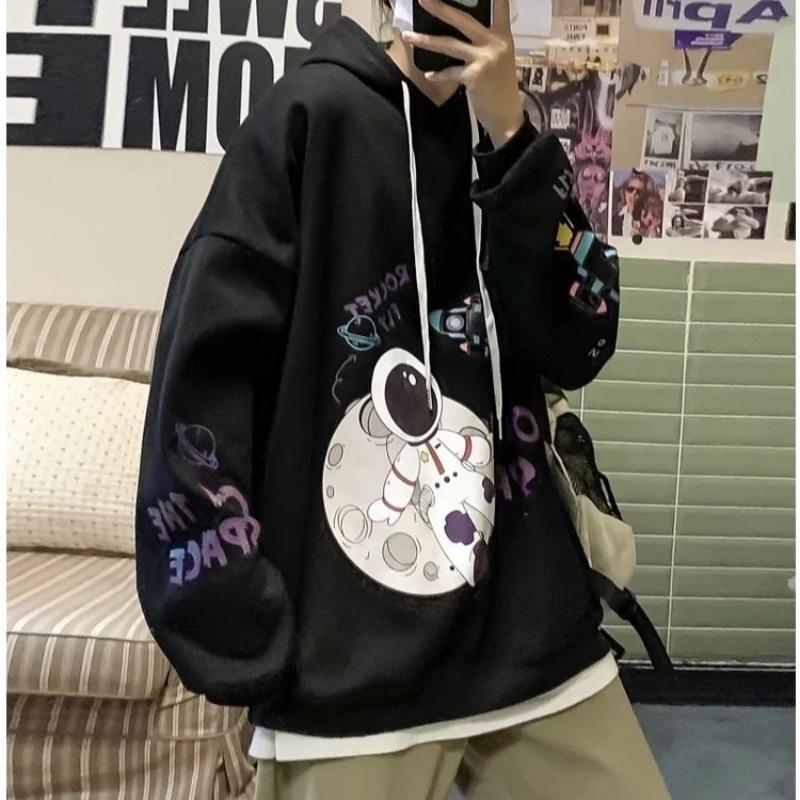 Áo Hoodie Lót Bông 100% Mũ Hai Lớp Áo Nỉ Lót Bông Nam Nữ Unisex Hình in phi hành gia Hàng Quảng Châu Siêu Đẹp