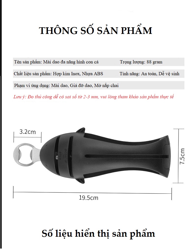 Dụng cụ mài dao cao cấp kiêm mở nắp chai 3 trong 1, nhỏ gọn tiện lợi, tiết kiệm diện tích nhà bếp, dễ dàng mang dã ngoại