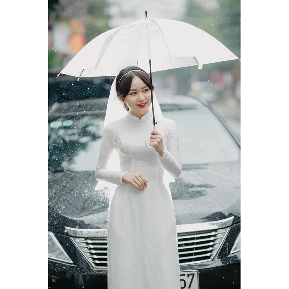 Bộ Áo Dài Cô Dâu Gấm Tơ/ Họa Tiết Vân Hoa Dệt Siêu Đẹp/ Đủ Màu Trắng, Vàng, Hồng, Đỏ