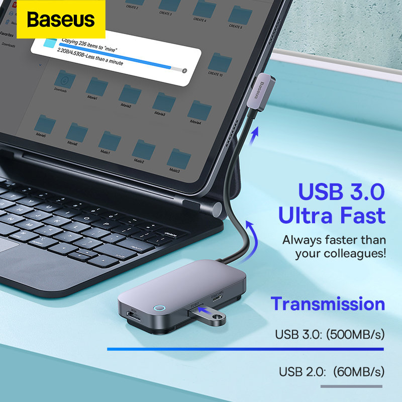 Hub Mở Rộng Kết Nối Đa Năng Baseus AcmeJoy HUB Docking Station Cho Macbook Laptop iPad Điện Thoại (Hàng chính hãng)