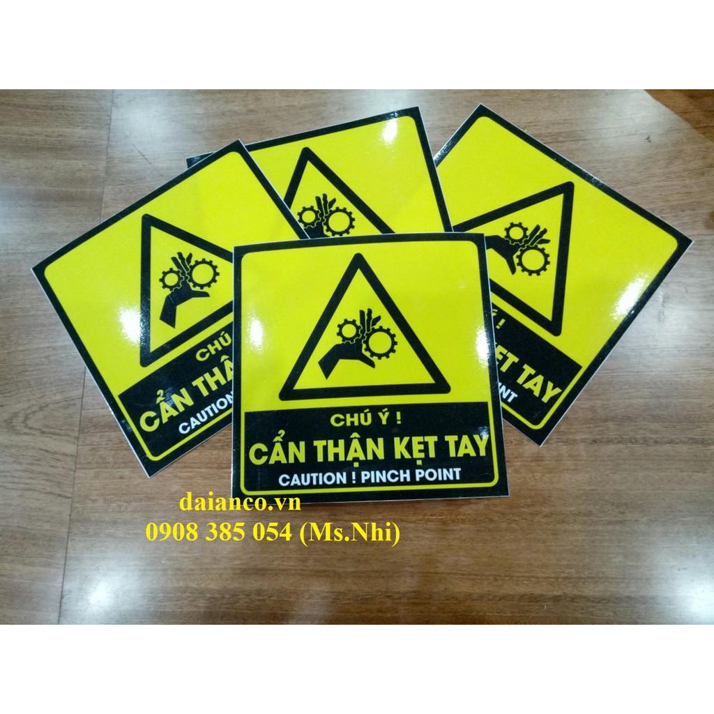 KHUYẾN MÃI Combo 3 tấm decal dán nội dung cần thận kẹt tay''- KT 20x20cm- Hình thật, hàng sẵn