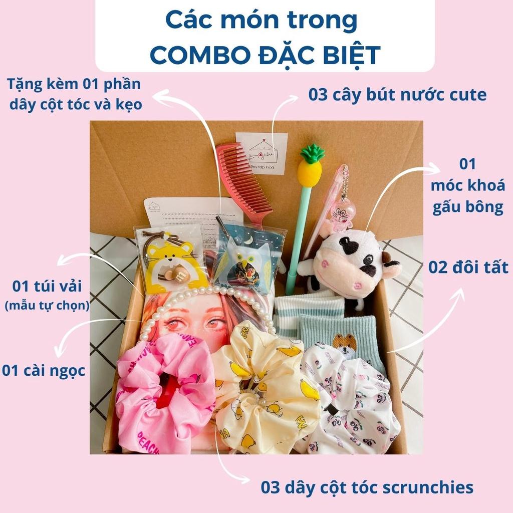 Combo Đặc Biệt - Túi vải, móc khoá, scrunchies, cài ngọc, bút nước - Quà tặng Vip và Phụ kiện xinh tặng bạn gái, chị em