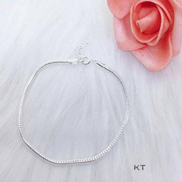 Vòng tay bạc xỏ charm/xỏ lu thống