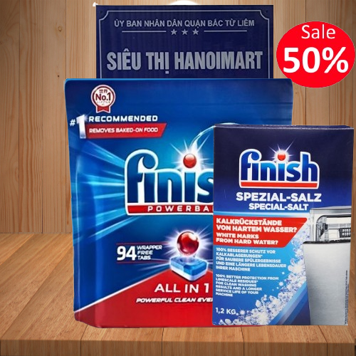 COMBO VIÊN RỬA BÁT FINISH (ĐỨC) 90 VIÊN + MUỐI 1.2kg LARGO (DÀNH CHO MÁY RỬA CHÉN 9-10-12-13-14 BỘ)