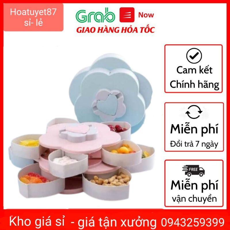 Hộp đựng mứt tết xoay hình cánh hoa 1 tầng