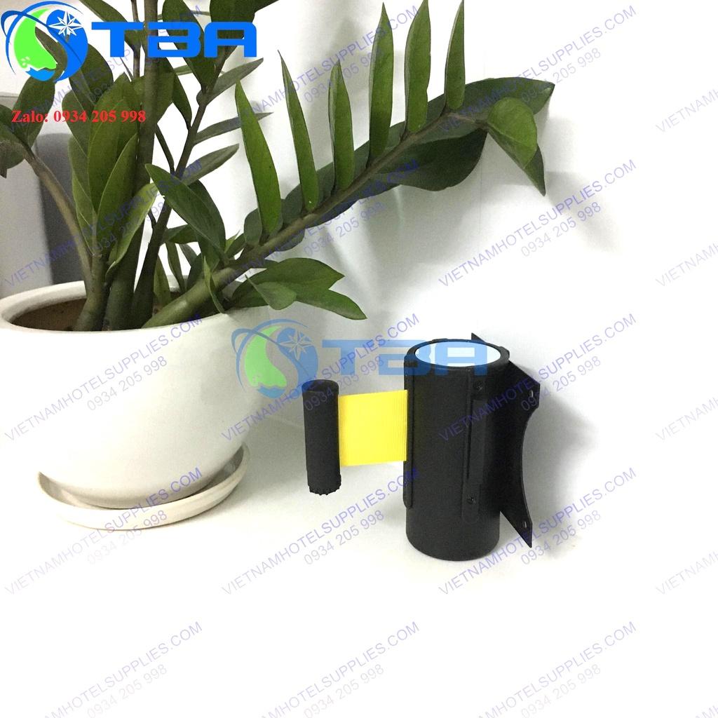 Đầu trụ chắn dây kéo gắn tường màu đen 2m với dây căng màu vàng cao cấp