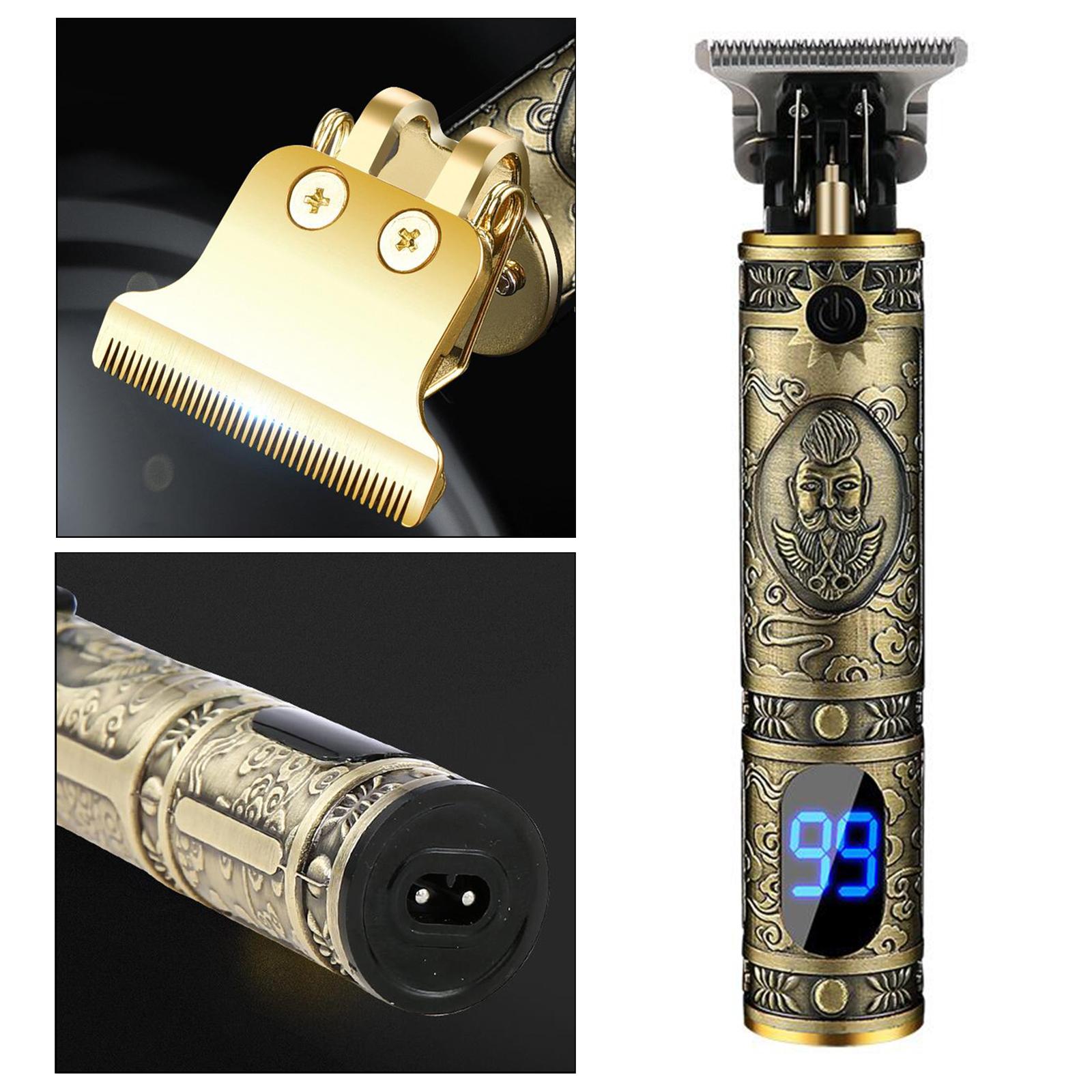 Pro Li T-Blade Cordless Hair Trimmer USB Boys Man's Hair Clipper Kit Golden