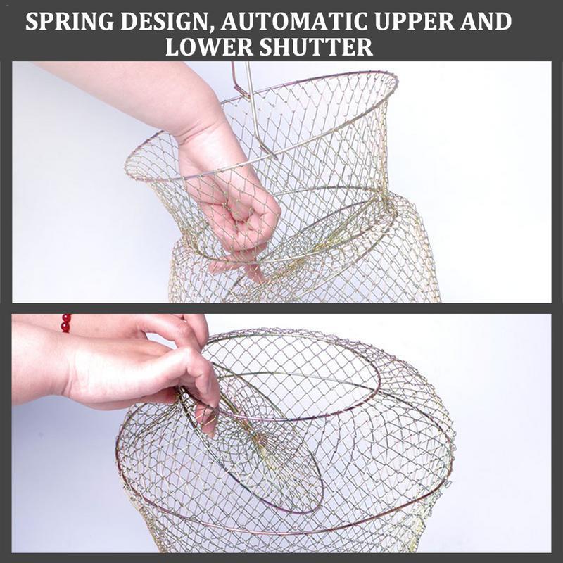 Foldable Metal Wire Fishing Net Cage Iron Wire Basket For Crabs Squid Shrimp Fishing Accessory