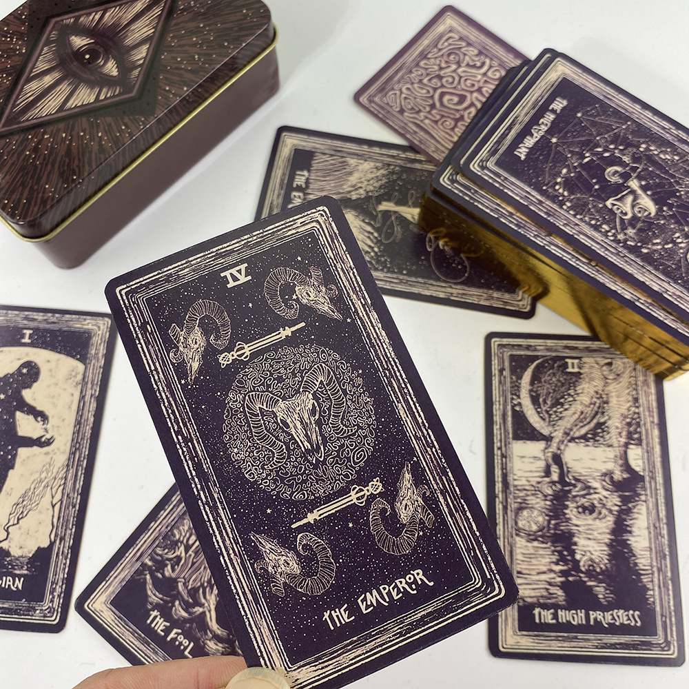 [Mạ Cạnh] Bộ Bài Light Vision Tarot Hộp Thiếc Mạ Cạnh Vàng 78 Lá Tặng File Tiếng Anh Và Đá Thanh Tẩy