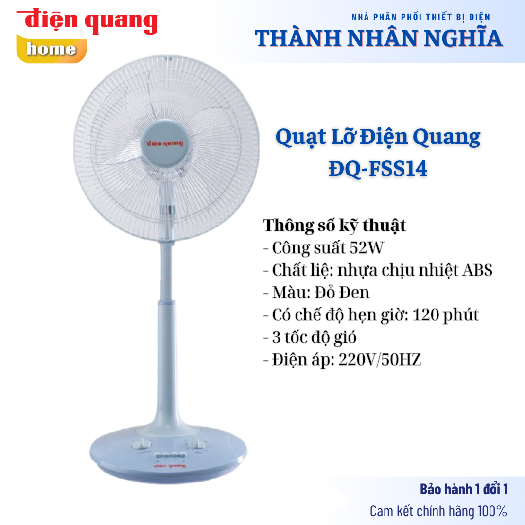 Quạt Lỡ Điện Quang ĐQ-FSS14- Xanh - 52W Nhựa chịu nhiệt ABS - Hàng chính hãng