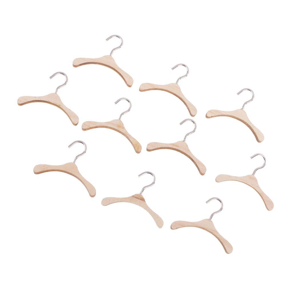 Bộ 30 Miếng 6 Cm Gỗ Móc Treo Quần Áo Móc Kim Loại Cho BJD Kurhn Búp Bê