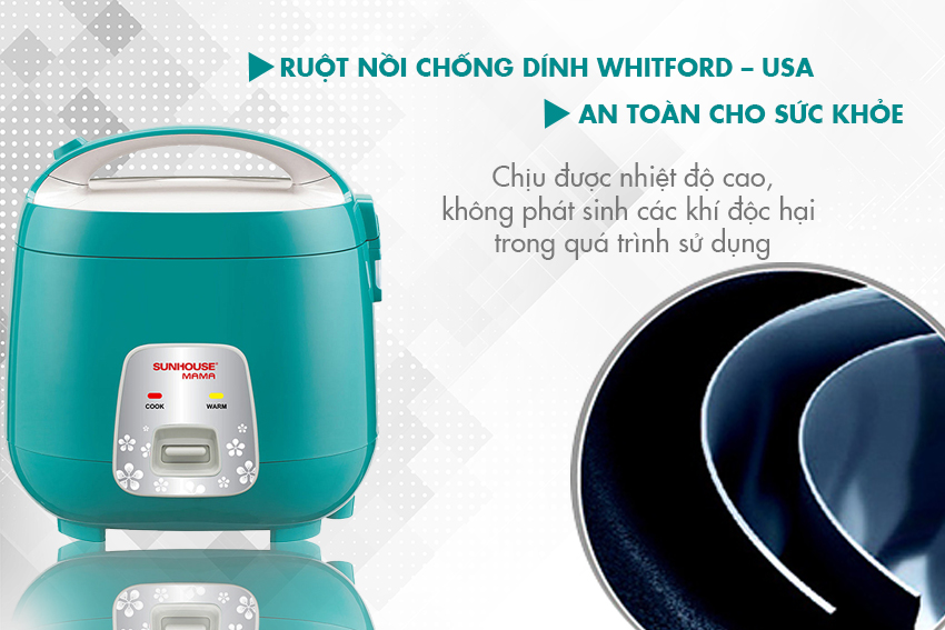 Nồi Cơm Điện Nắp Gài Sunhouse Mama SHD8652G (1.8L) - Hàng chính hãng