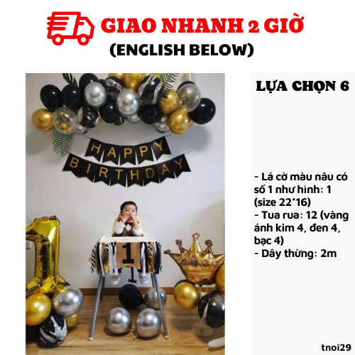 Bộ bong bóng trang trí thôi nôi bé sang trọng Tnoi30