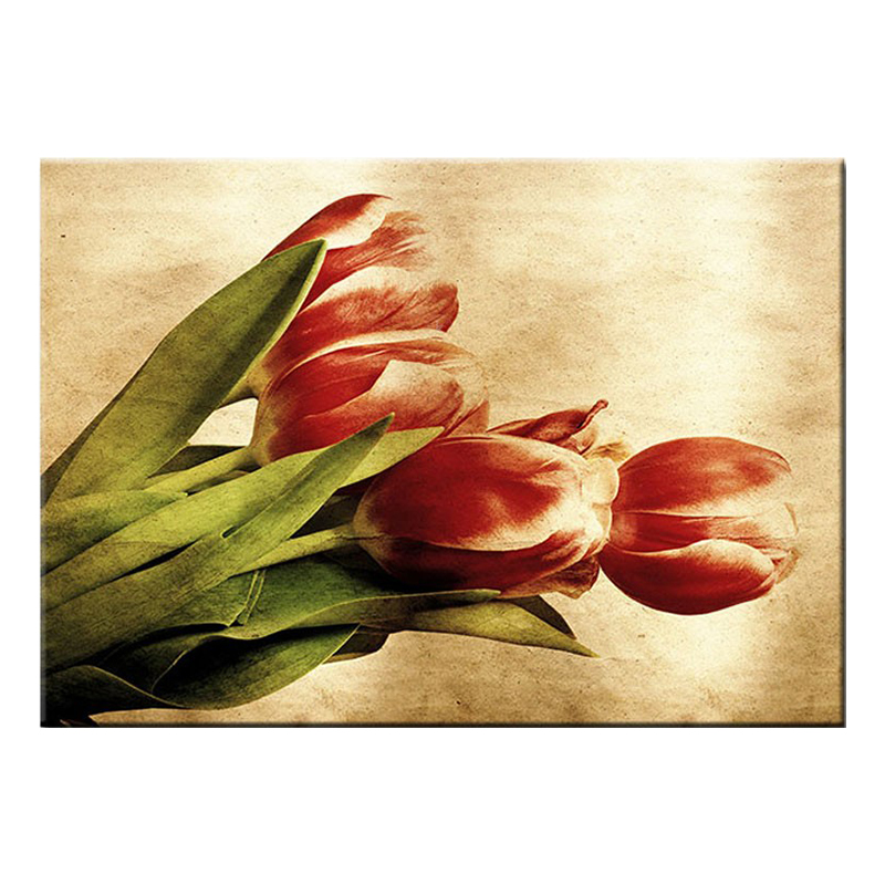 Tranh Canvas Treo Tường Trang Trí Hoa Tulip Đỏ Suemall CV140840