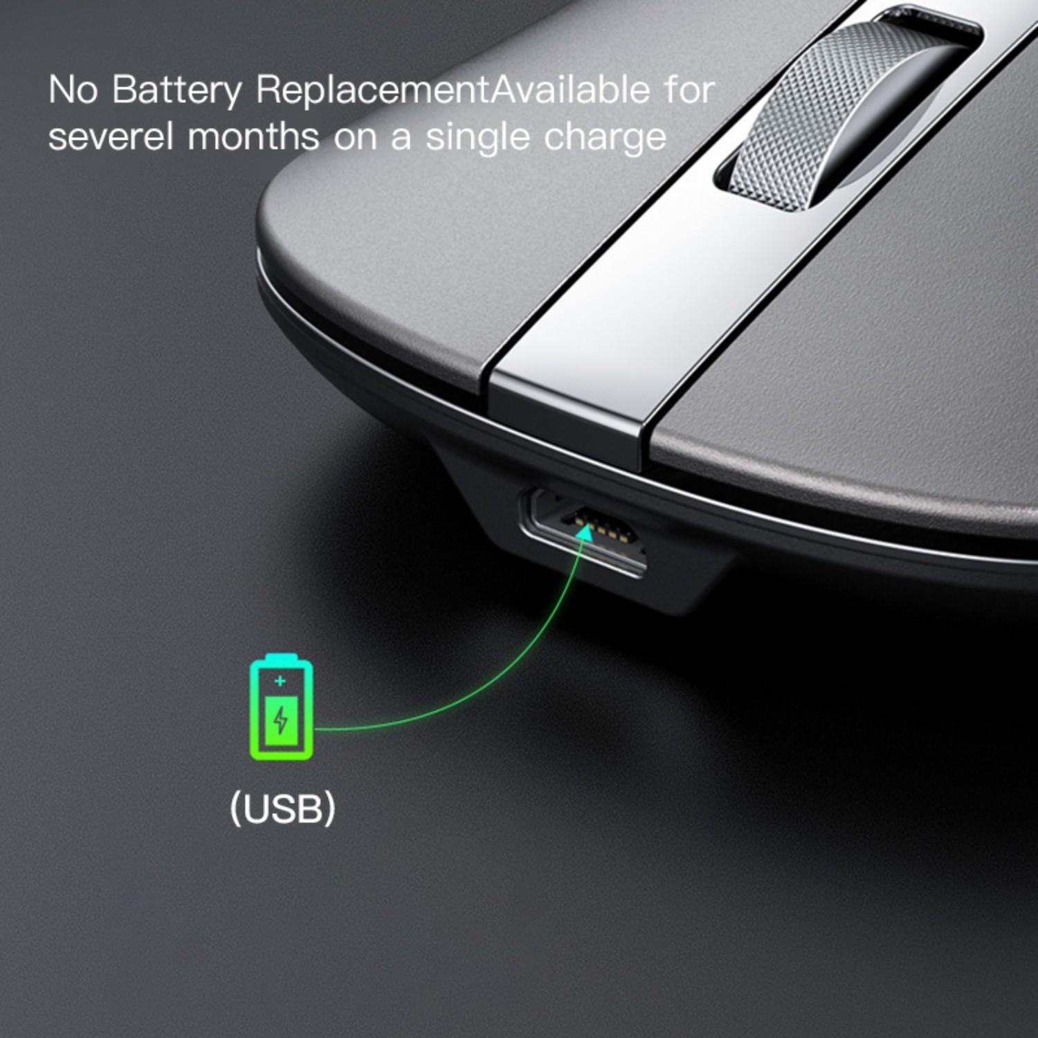Chuột Không Dây Bluetooth Thiết Sạc Mause Hai Chế Độ Không Tắt Tiếng 2.4G USB Chuột Chơi Game Cho Máy Tính Laptop Xiaomi Macbook mạc