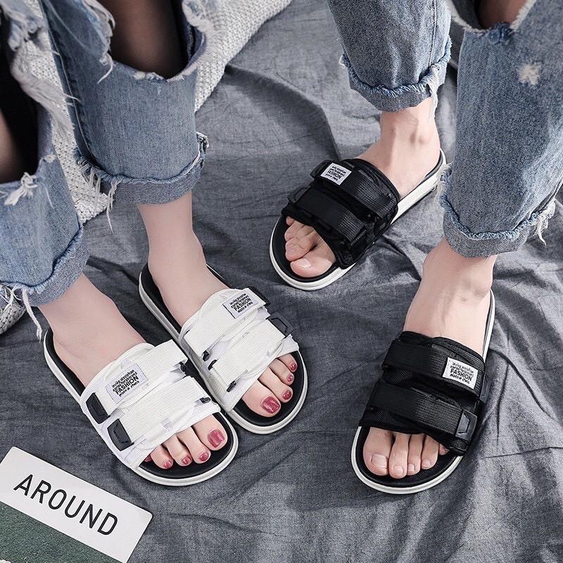 Dép nam. nữ unisex quai ngang Ullzang vải dù êm mềm thời trang Thời Trang PKT