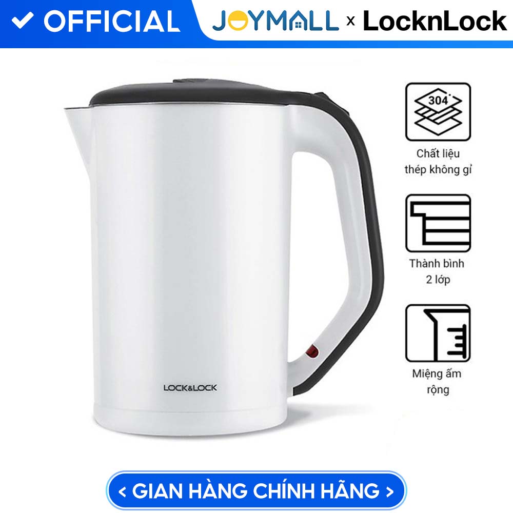 Bình Đun Siêu Tốc 2 lớp Lock&amp;Lock EJK738WHT (1.7 Lít) - Trắng - Hàng chính hãng