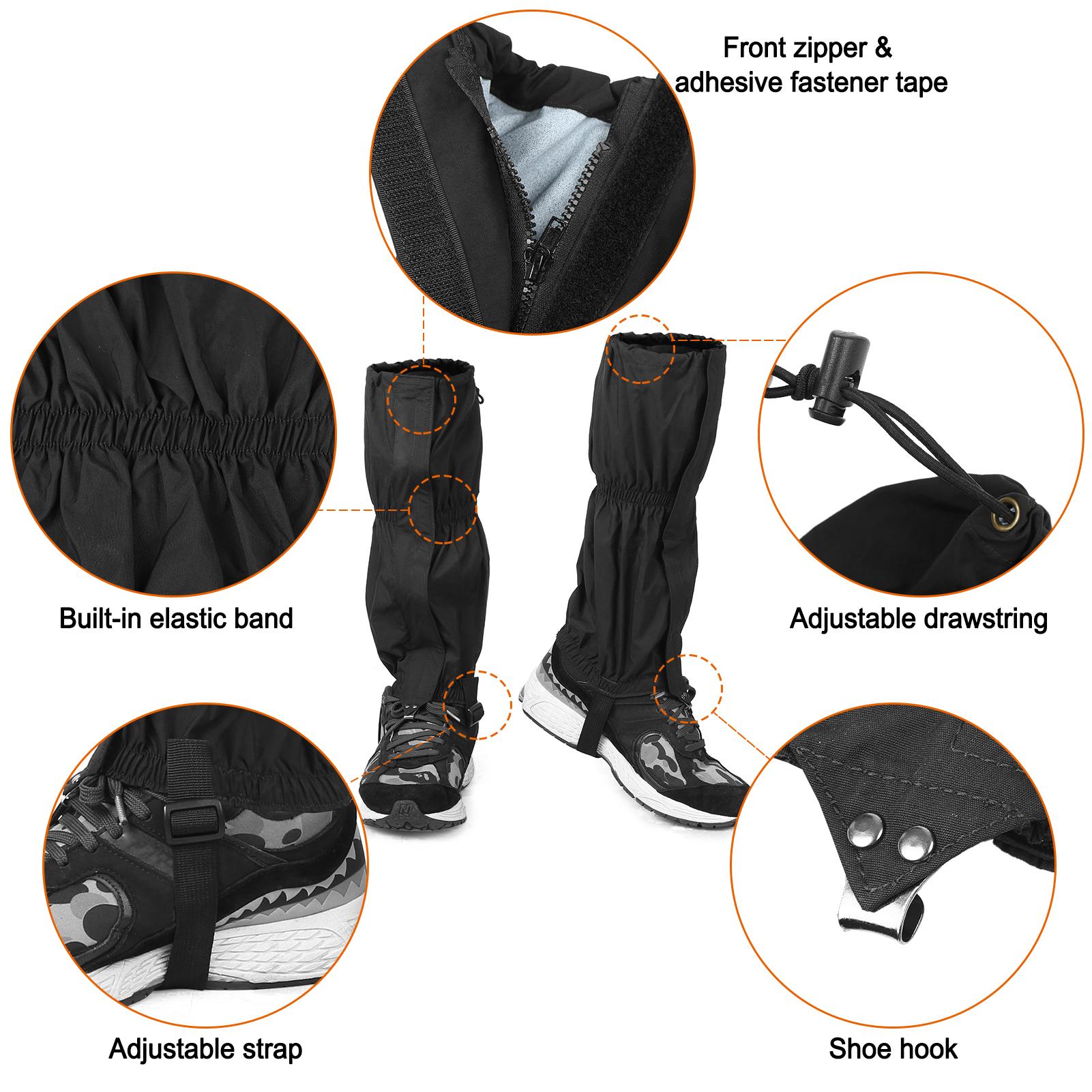 Leg Gaiters Waterproof Adjustable Snow Boot Gaiters for Hiking Walking Mountain Climbing Motorcycling