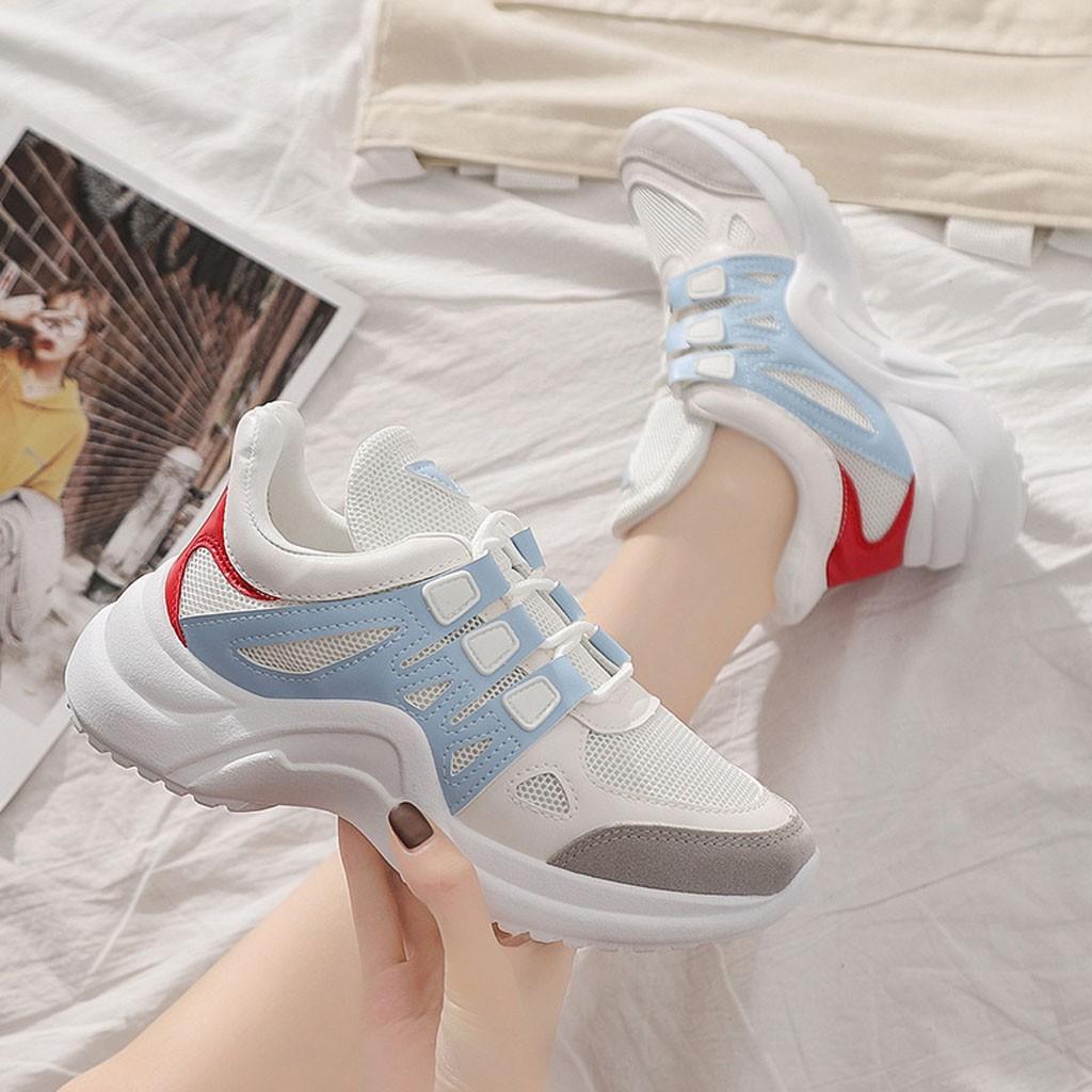 Giày Sneaker Nữ BUXINO18 Giày Thể Thao Nữ Độn Đế 6cm Ulzzang Cột Dây Trắng Đen Chạy Bộ Đi Học Đi Chơi Size Từ 36 Đến 39