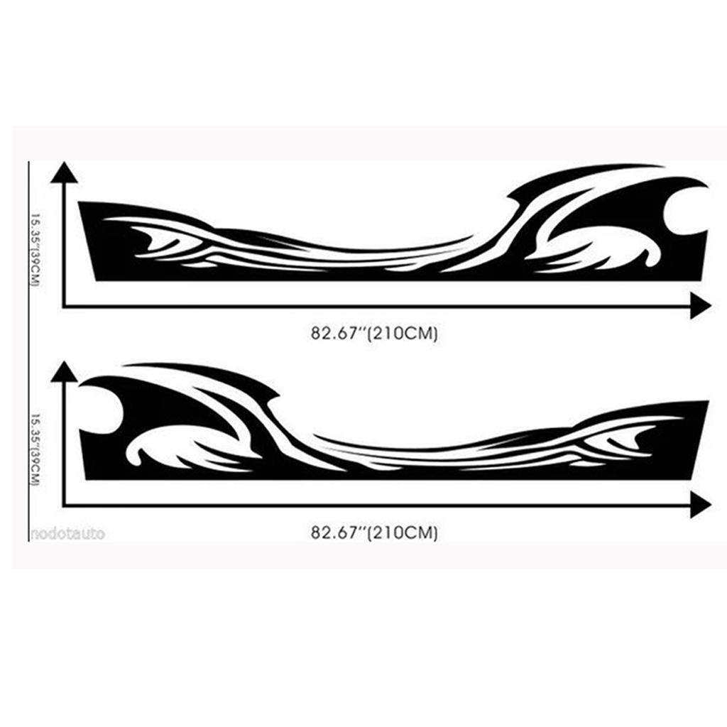 2 Pieces Waterproof Flame Graphics Body Side Decal Car Decal Stickers Black