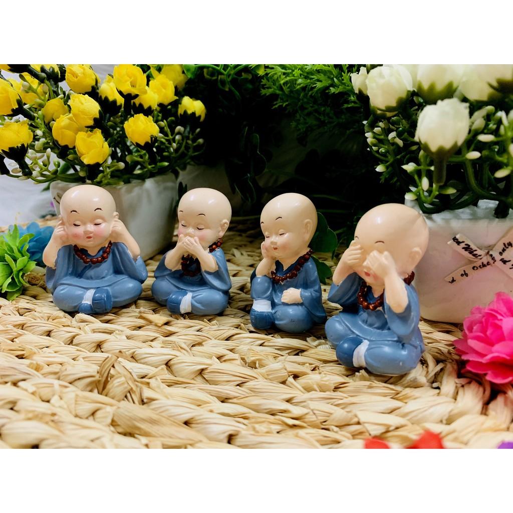 Bộ 4 tượng chú tiểu tứ không gốm sứ