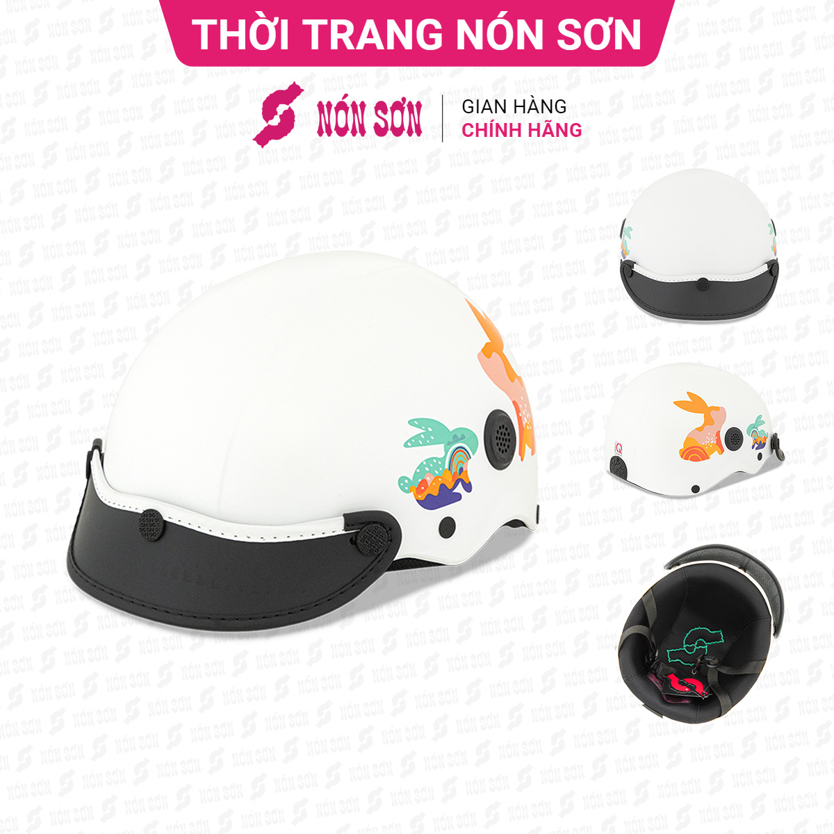 Mũ bảo hiểm nửa đầu trẻ em hoa văn chính hãng NÓN SƠN DC-002.116